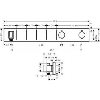 👉 Inbouw douchekraan chroom Hansgrohe RainSelect afbouwdeel v. thermostatisch m. douchehouder 4 functies 59.8x90cm 4059625033968