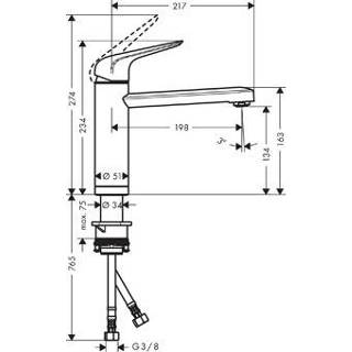 👉 Keukenkraan chroom Hansgrohe M42 M423-H120 1-gats v. plaatsing het raam m. 360° draaibare uitloop omklapbaar 4059625085011