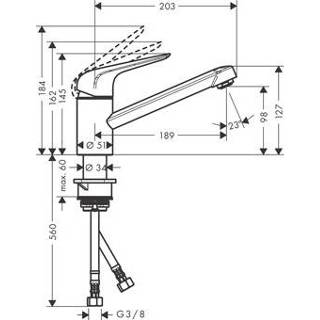 Keukenkraan chroom Hansgrohe M42 M4221-H100 1-gats CoolStart EcoClick m. 360° draaibare uitloop 4059625084984
