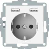 👉 Wandcontactdos wit m Schneider Electric Merten System wandcontactdoos inbouw enkel randaarde + 2x USB-lader actief 3606489429843