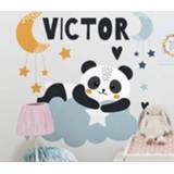 👉 Muursticker nederlands Muurstickers sterren dragen op de maan en beer met naam