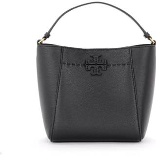 👉 Leather onesize vrouwen zwart McGraw bucket bag in hammered