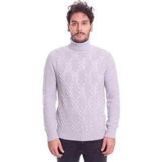 👉 Sweater XL male grijs Braided Turtleneck