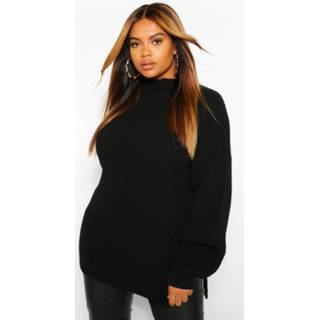 👉 Plus Roll Neck Side Split Sweater