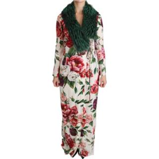 👉 Dress vrouwen wit Floral Shift Fur Coat Silk