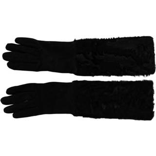 👉 Glove suede s vrouwen zwart Elbow Length Mitten Fur Gloves 8053286007555