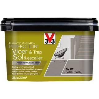 👉 V33 verf vloer en trap Renovatie Perfection taupe satijn 2L