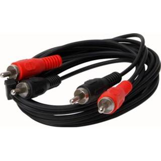Verbindingskabel rood zwart male Kopp audio 2x 2 Tulp stekkers + 1,5m 8711306369525