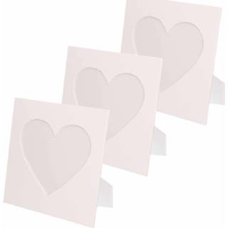 👉 Fotolijst witte 6x hartjes fotolijsten/fotolijstjes 21 x cm DIY hobby/knutselmateriaal