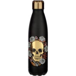 👉 Thermosfles RVS vrouwen zwart 500ml - Schedel en Rozen-