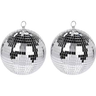 👉 Kerstbal zilveren 6x Grote disco kerstballen discoballen/discobollen glas/foam 12 cm
