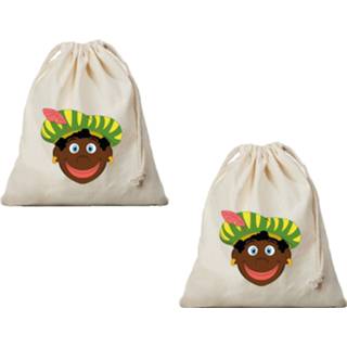 👉 Cadeauzak canvas kinderen 8x Pieten / strooizak met koord 25 x 30 cm