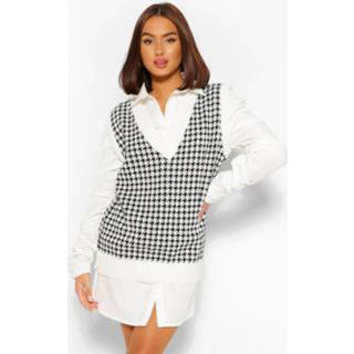Houndstooth Flannel Tank, Cream