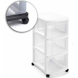 👉 Ladeblok wit transparant Ladeblok/bureau organizer met 3 lades wit/transparant 39 x 29 59 cm op wieltjes