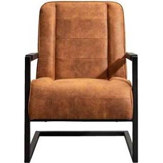 👉 Fauteuil polyester bruin Morris - cognac Leen Bakker 8714901754857