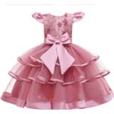 Paillet polyester duister roze peuters meisjes Betoverend Planten Kleuter feestkleding Contrast pailletten