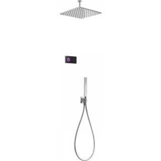 👉 Regendouche chroom messing Tres Shower Technology elektronische inbouwthermostaat met 30x30cm plafondarm en handdouche 8429546470979