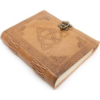 👉 Katoen leer bruin Handgemaakt Leren Notieboekje met Eindeloze Knoop (17,5 x 13 cm) 7448150721766