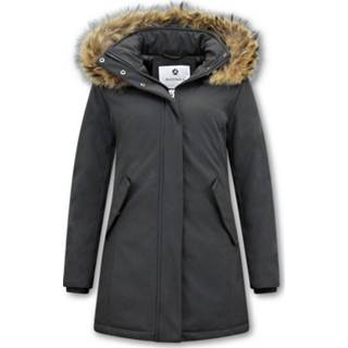 👉 Winterjas polyester l jassen vrouwen zwart Matogla met echte bontkraag slim fit 7435144230236 7435144230212 7435144230229