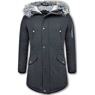 👉 Winterjas polyester l jassen male zwart Enos Lange met faux bontkraag 7435144222248 7435144222224 7435144222231