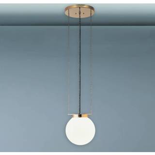 👉 Hanglamp messing opaalwit in Bauhaus-stijl, messing, 35 cm
