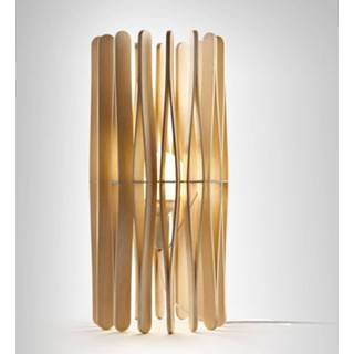 👉 Tafel lamp houten ayous hout Matali Crasset fabbian bruin Stick tafellamp, cilindervormig