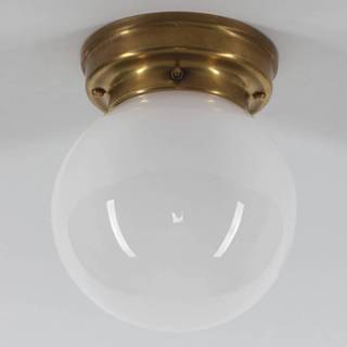 👉 Plafondlamp a++ berliner messinglamp messing senioren D99-115 op B met opalen glazen kap