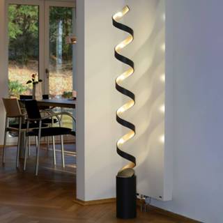 👉 Vloerlamp zwart metaal universeel wit a++ LED Helix in zwart-goud