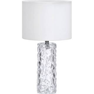 👉 Tafellamp witte helder glas a++ Madame met stoffen kap