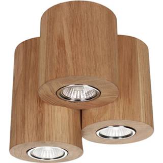 👉 Plafondlamp Geolied Eiken hout warmwit a+ Wooddream 3-lamps eiken, rond