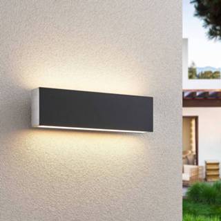 👉 Buitenwandlamp donkergrijs roestvrij staal warmwit a+ Lucande Aegisa LED buiten wandlamp, hoekig