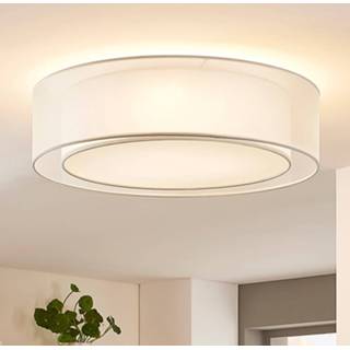 👉 Plafond lamp textiel stoffen wit warmwit a+ plafondlamp Amon, dimbaar,