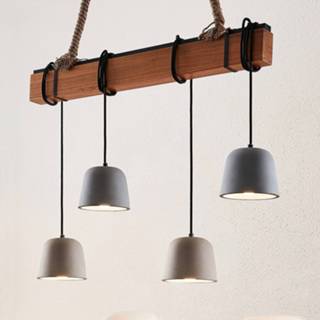 👉 Hanglamp zwart houten metaal a++ eiken Lucande Hakona