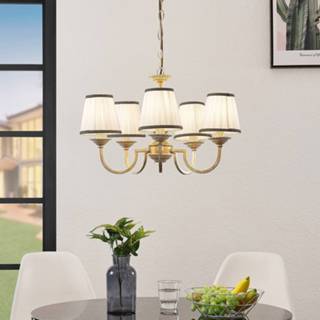 👉 Kroonluchter crme textiel a++ crème Lindby Lumiel kroonluchter, 5-lamps