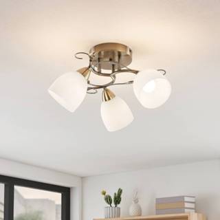 👉 Plafondlamp opaalwit glas a++ Lindby Thaddeus plafondlamp, 3-lamps, hoogte 23 cm