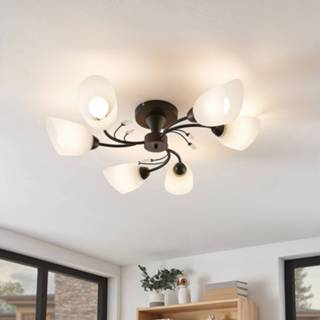 👉 Plafondlamp opaalwit glas a++ Lindby Amgad plafondlamp, 6-lamps