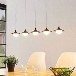 👉 Hanglamp zwart metaal warmwit a+ Lucande Tamsi LED hanglamp, 5-lamps, dimbaar