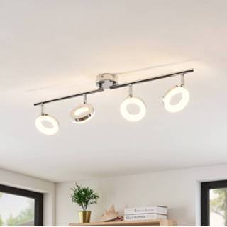 👉 Plafondlamp chroom metaal warmwit a+ ELC Tioklia LED plafondlamp, chroom, 4-lamps