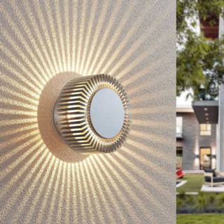 👉 Buitenwandlamp Geborsteld Aluminium warmwit a+ Lucande Keany LED buiten wandlamp, lichtring