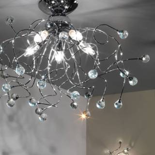 👉 Plafondlamp chroom kristal IJzer a++ Trilly, met kristallen, 5lamps
