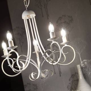 👉 Kroonluchter antiek wit IJzer a++ Pompei, 5-lamps zonder kappen