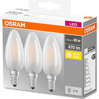 👉 A++ warmwit OSRAM LED-kaars E14 Classic B 4W 2.700K mat per 3