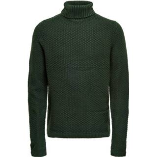👉 Gebreide trui donkergroen s male mannen ONLY & SONS Hoge Hals Heren Green 5714510485220
