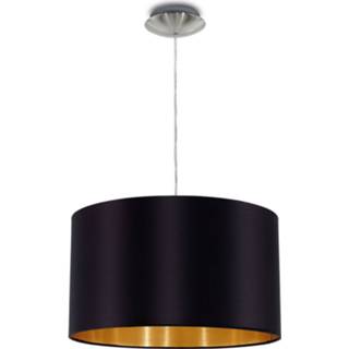 👉 Hanglamp nikkel gesatineerd textiel Lecio, 1 lichtbron