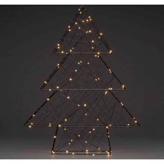 👉 Sfeer lamp metaal zwart konstsmide christmas warmwit LED sfeerlamp kerstboom, zwart, met 100 lampen