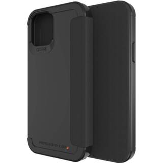 👉 Unisex unicolor zwart TPU Wembley Flip Booktype voor de iPhone 12 (Pro) - 840056129207