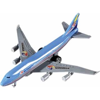 Vliegtuig blauw wit kinderen Blauw/wit speelgoed met pull-back functie 14 cm