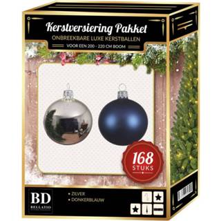 👉 Kerstbal active zwart 95 stuks Kerstballen mix zilver-zwart voor 150 cm boom