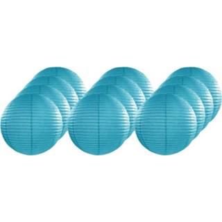 👉 Lampion turkoois blauwe 12x Turquoise lampionnen rond 25 cm
