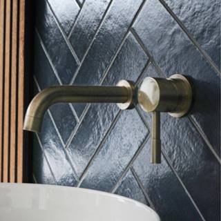 👉 Goud messing modern muur geborsteld mengkraan wastafelkranen clarus keramische schijf Watafelmengkraan Muurbevestigd | 5051752953521